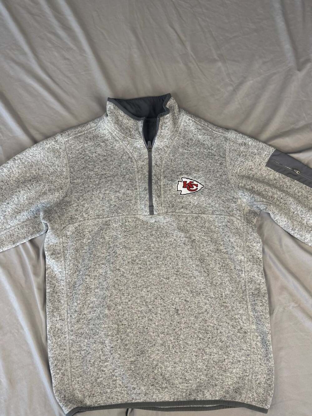 Antigua Kansas City Chiefs Heather Gray Fortune Quarter-Zip Pullover Jacket Size